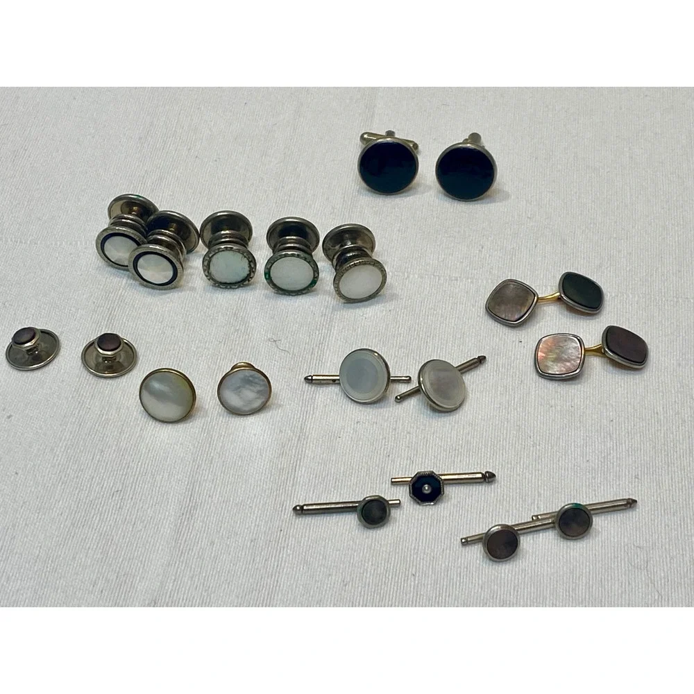 Lot Vintage Art Deco Snap Links Pull Apart Cufflinks Tie Tacks